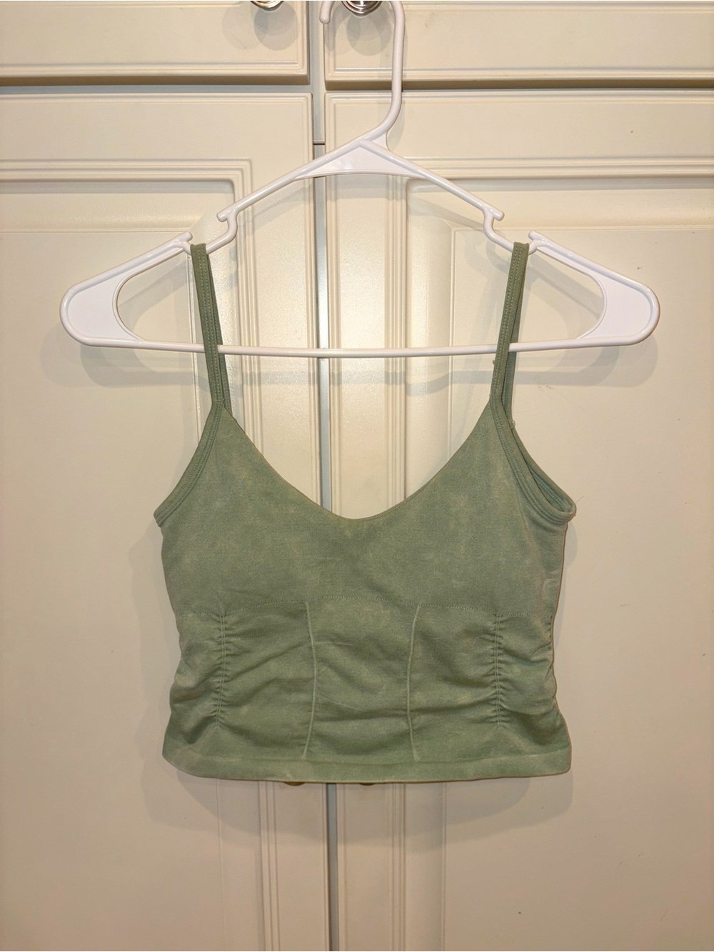 Altar'd State Light Sage Ruched Crop Tank